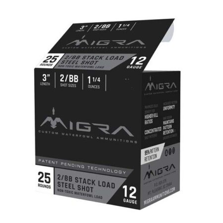 Migra Stack Load 12 Gauge 3" 1-1/4 oz #2&BB Steel Shot- Box of 25