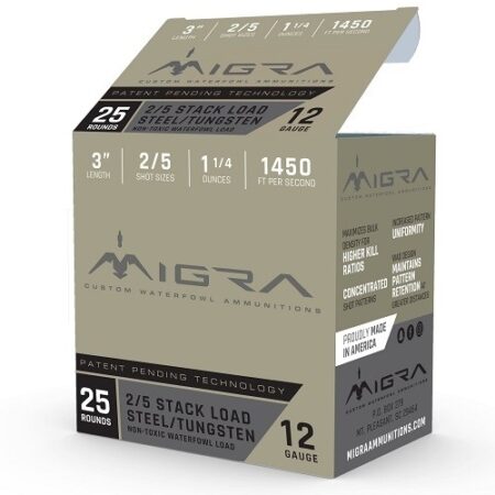 Migra Stack Load 12 Gauge 3" 1-1/4 oz #2 & 5 Steel and Tungsten Shot- Box of 25