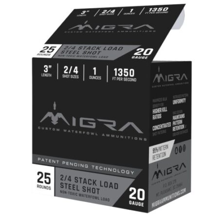 Migra Stack Load 20 Gauge 3" 1 oz #2&4 Steel Shot- Box of 25