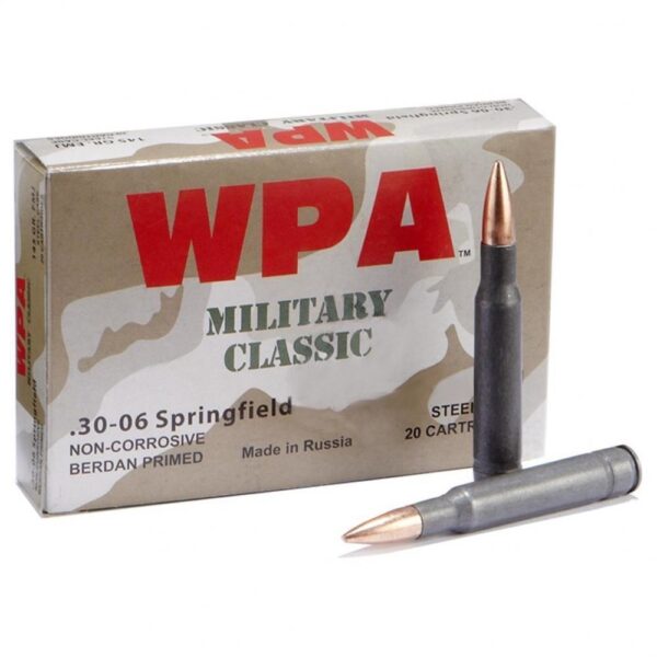 Wolf WPA Military Classic .30-06 168 Gr. Full Metal Jacket (Bi-Metal) Steel Case- Box of 20