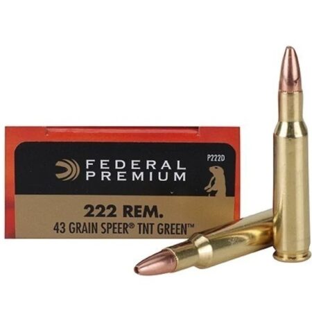 Federal Premium .222 Remington 43 Gr. Speer TNT Jacketed Hollow Point- Lead Free- Box of 20