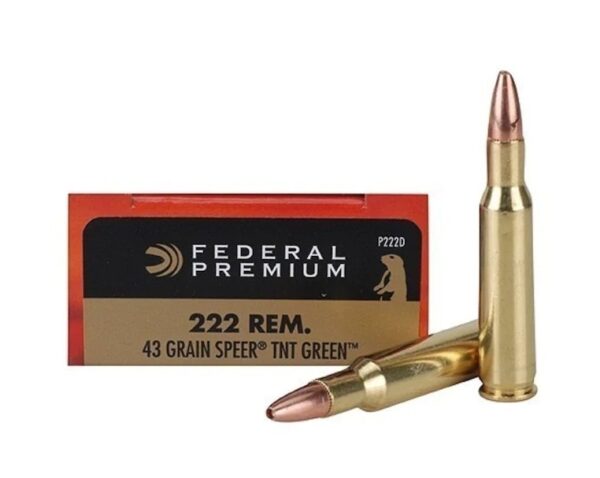 Federal Premium .222 Remington 43 Gr. Speer TNT Jacketed Hollow Point- Lead Free- Box of 20