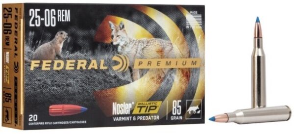 Federal Premium .25-06 Remington 85 Gr. Nosler Ballistic Tip Varmint- Box of 20