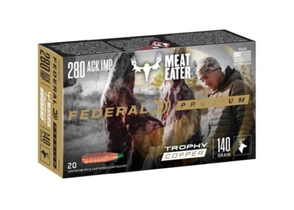 Federal Premium .280 Remington Ackley Improved 140 Gr. Trophy Copper Tipped Boat Tail- Lead-Free- Box of 20