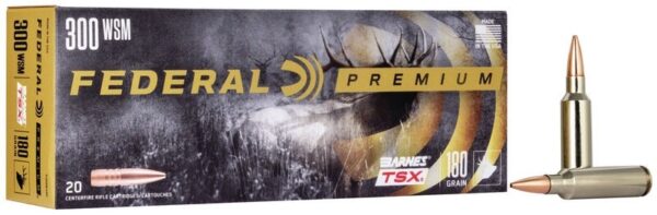Federal Premium .300 Winchester Short Magnum (WSM) 180 Gr. Barnes TSX- Lead Free- Box of 20