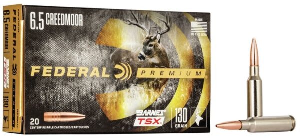 Federal Premium 6.5 Creedmoor 130 Gr. Barnes TSX Hollow Point Boat Tail- Lead-Free- Box of 20