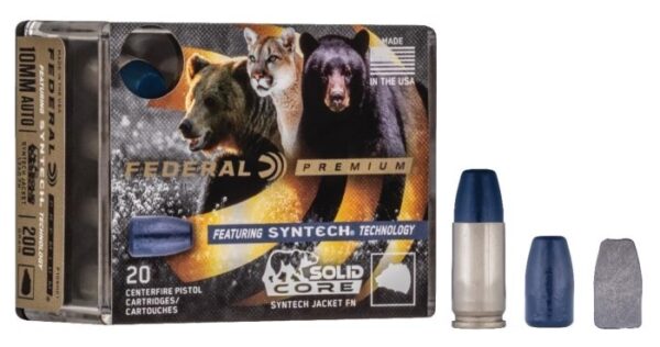 Federal Premium 9mm Luger +P 147 Gr. Solid Core Syntech Jacketed Flat Nose- Box of 20