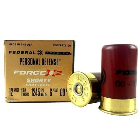 Federal Premium Personal Defense Shorty Shotshell 12 Gauge 1-3/4" Force X2 00 Buckshot 6 Copper Plated Pellets- Box of 10