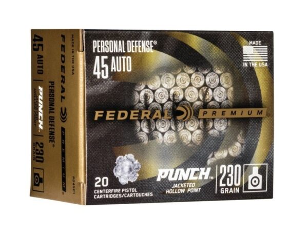Federal Premium Personal Defense .45 ACP 230 Gr. Punch Jacketed Hollow Point- Box of 20