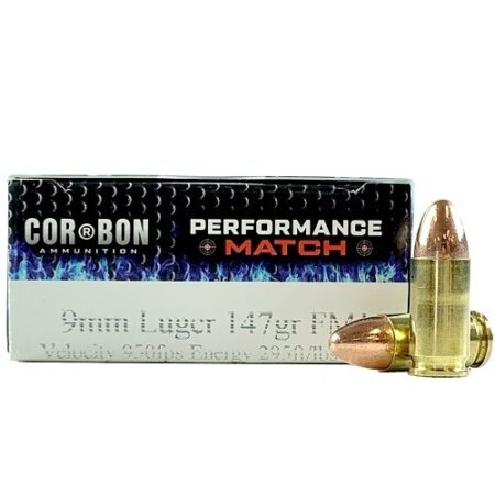 Cor-Bon 9mm Luger 147 Gr. Performance Match Full Metal Jacket- Box of 50