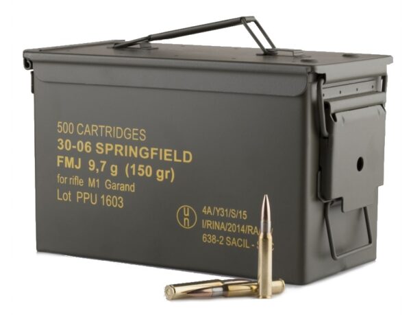 Prvi Partizan .30-06 Springfield (M1 Garand) 150 Gr. Full Metal Jacket- Ammo Can of 500