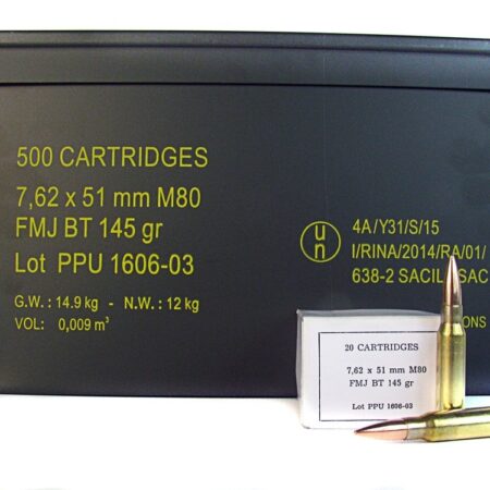 Prvi Partizan 7.62x51mm NATO 145 Gr. M80 Full Metal Jacket Boat Tail- Ammo Can of 500