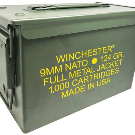 Winchester NATO 9mm Luger 124 Gr Full Metal Jacket Ammo- Can of 1000
