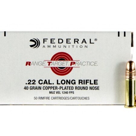 Federal Range Target Practice (RTP) .22 Long Rifle 40 Gr. Copper Plated Round Nose- Box of 50