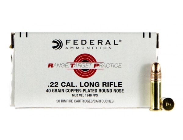 Federal Range Target Practice (RTP) .22 Long Rifle 40 Gr. Copper Plated Round Nose- Box of 50