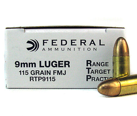 Federal Range Target Practice (RTP) 9mm Luger 115 Gr. Full Metal Jacket- Box of 50