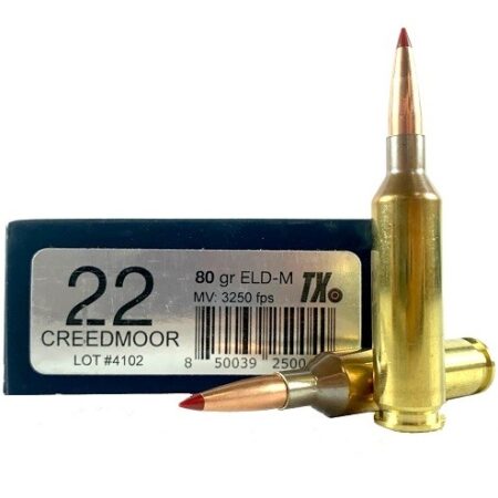 Texas Ammunition .22 Creedmoor 80 Gr. Hornady ELD-M- Box of 20