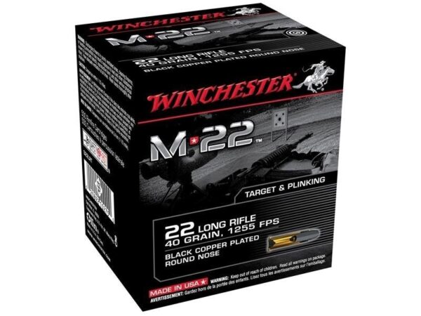 Winchester M-22 .22 Long Rifle 40 Gr. Black Plated Lead Round Nose- Box of 500