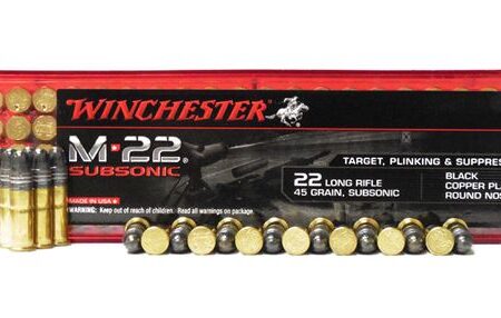 Winchester M-22 Subsonic .22 Long Rifle 45 Gr. Black Plated Lead Round Nose- Box of 100
