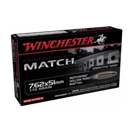 Winchester Match 7.62x51mm NATO 175 Gr. Sierra MatchKing Hollow Point Boat Tail- Box of 20
