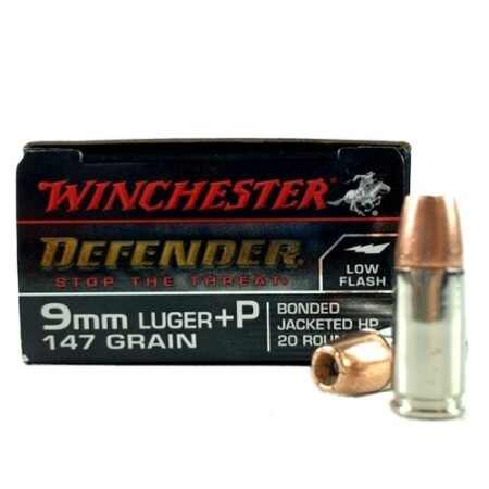 Winchester Defender 9mm Luger +P 147 Gr. Bonded Jacketed Hollow Point- Box of 20