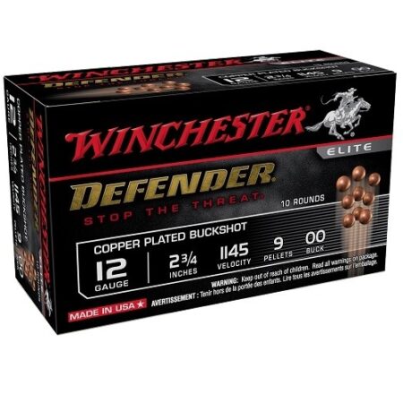 Winchester Defender 12 Gauge 2-3/4" 9 Pellets 00 Copper Plated Buckshot- Box of 10