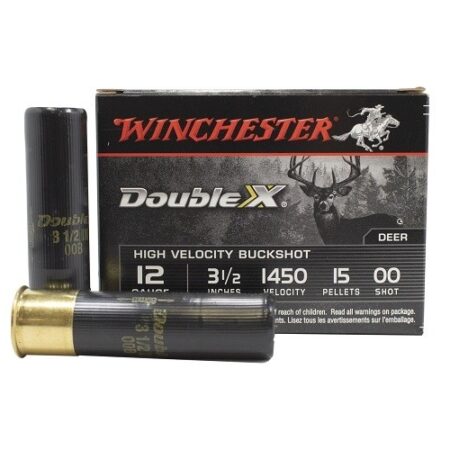 Winchester Double-X High Velocity 12 Gauge 3-1/2" 00 Buckshot 15 Plated Pellets- Box of 5