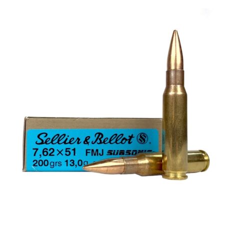 Sellier & Bellot 7.62x51mm NATO 200 Gr. Full Metal Jacket Subsonic- Box of 20