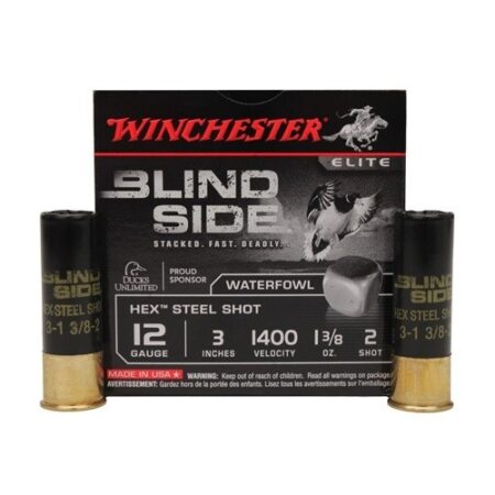 Winchester Blind Side 12 Gauge 3" 1-3/8 oz #2 Hex Steel Shot- Lead Free- Box of 25