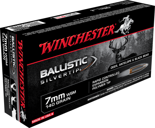 Winchester Ballistic Silvertip 7mm Winchester Short Magnum (WSM) 140 Gr. Rapid Controlled Expansion Polymer Tip- Box of 20