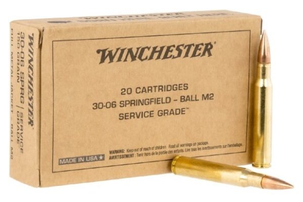Winchester Military Service Grade 30-06 Springfield 150 Gr. M2 Full Metal Jacket- Box of 20