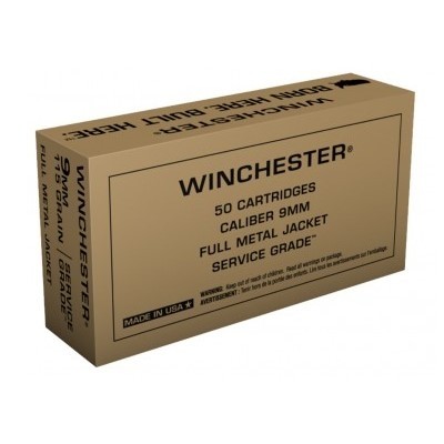 Winchester Military Service Grade 9mm Luger 115 Gr. Full Metal Jacket- Box of 50