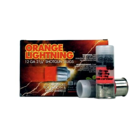 Brenneke USA Orange Lighting 12 Ga 2-3/4" 1 oz Ribbed Lead Point Slug- Box of 5