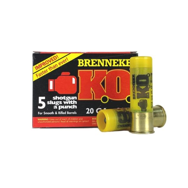 Brenneke K.O. 20 Ga 2-3/4" 3/4 oz Ribbed Lead Point Slug- Box of 5