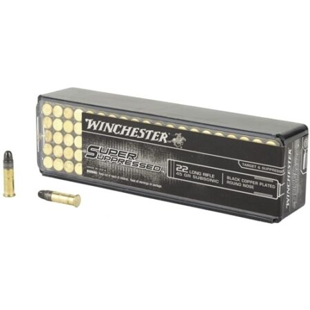 Winchester Super Suppressed .22 Long Rifle 45 Gr. Subsonic Black Copper Plated Round Nose- Box of 100