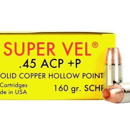 Super Vel .45 ACP +P 160 Gr. Solid Copper Hollow Point- Box of 20