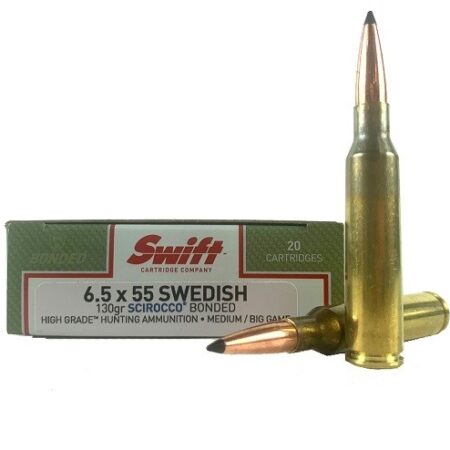 Swift High Grade Hunting 6.5x55 Swedish 130 Gr. Swift Scirocco II- Box of 20