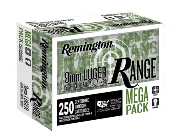 Remington Range 9mm Luger 115 Gr. Full Metal Jacket- Mega Pack of 250