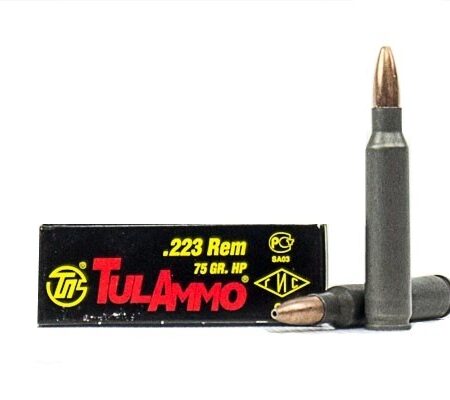 TulAmmo .223 Remington 75 Gr. Hollow Point (Bi-Metal) Steel Case Berdan Primed- Box of 20