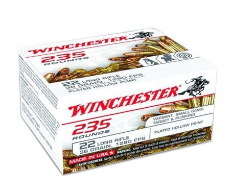 Winchester .22 Long Rifle 36 Gr. Plated Lead Hollow Point- Box of 235
