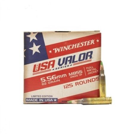 Winchester USA Valor 5.56x45mm NATO 62 Gr. M855 Penetrator Full Metal Jacket- Box of 125