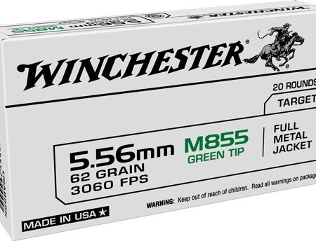 Winchester USA 5.56x45 NATO 62 Gr. M855 SS109 Penetrator Full Metal Jacket- Box of 20