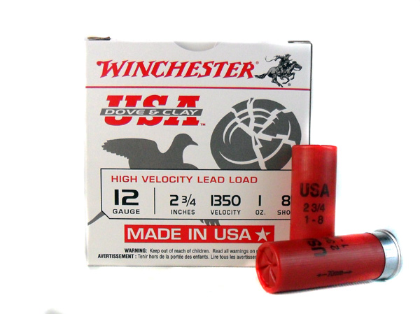 Winchester USA Dove & Clay High Velocity 12 Gauge 2-3/4" 1 oz #8 Shot- Box of 25