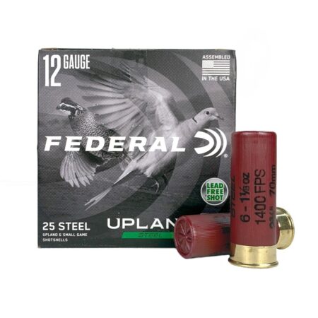 Federal Upland Steel 12 Gauge 2-3/4" 1-1/8 oz #6 Steel Shot- Lead Free- Box of 25
