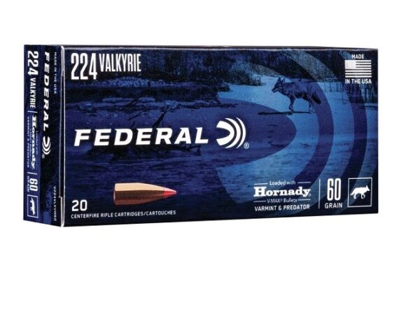 Federal .224 Valkyrie 60 Gr. Hornady V-Max- Box of 20