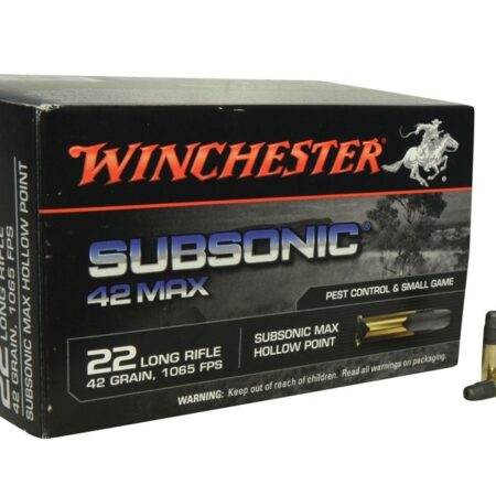 Winchester Subsonic 42 Max .22 Long Rifle 42 Gr. Hollow Point- Box of 500