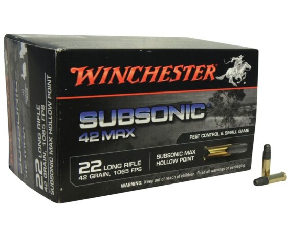 Winchester Subsonic 42 Max .22 Long Rifle 42 Gr. Hollow Point- Box of 500