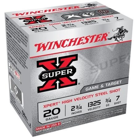 Winchester Super-X High Velocity 20 Gauge 2-3/4" 3/4 oz #7 Steel Shot- Lead Free- Box of 25
