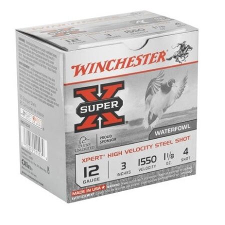 Winchester Super-X High Velocity 12 Gauge 3" 1-1/8 oz #4 Steel Shot- Box of 25