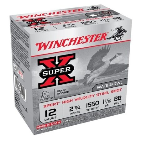 Winchester Super-X Xpert 12 Gauge 2-3/4" 1-1/16oz High Velocity BB Steel Shot- Lead Free- Box of 25